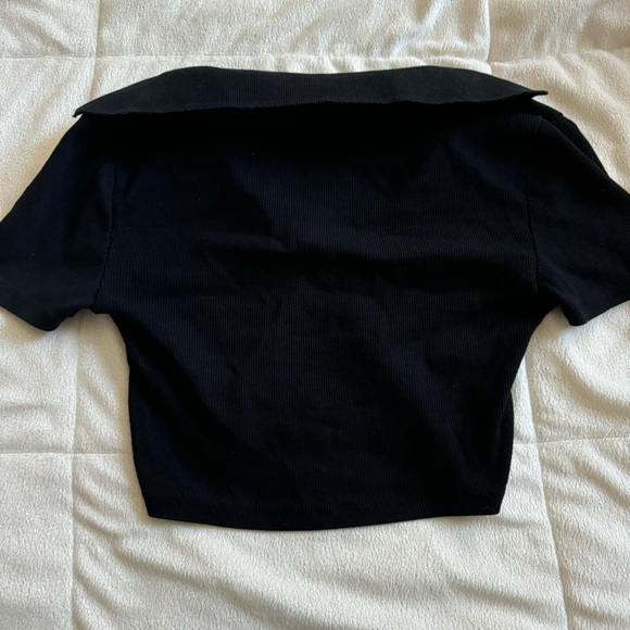 Zara Black Collared Crop Top - Picture 3 of 3